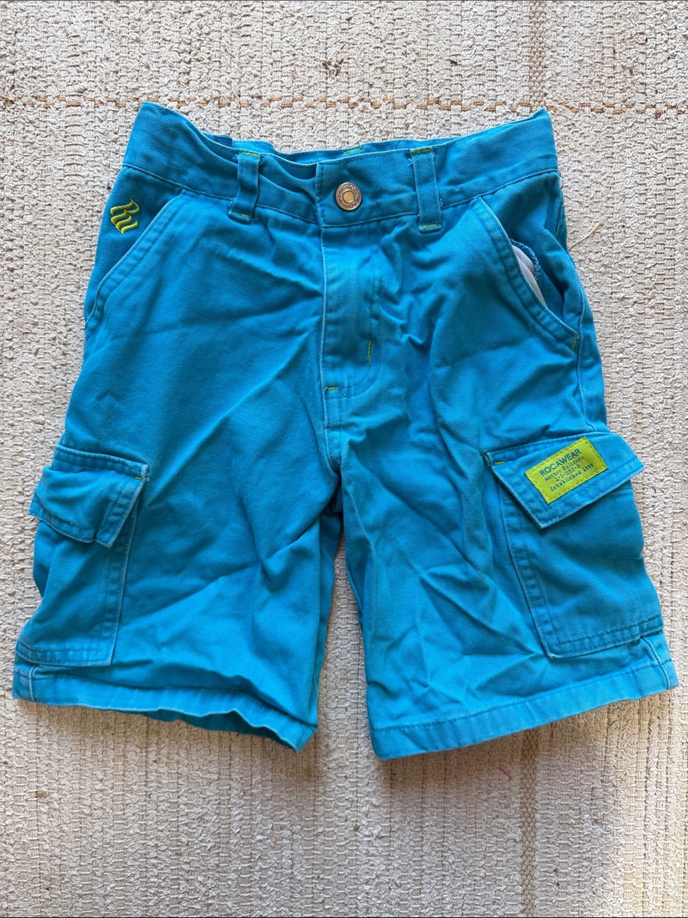 kids 90’s rocawear teal Cargo Shorts